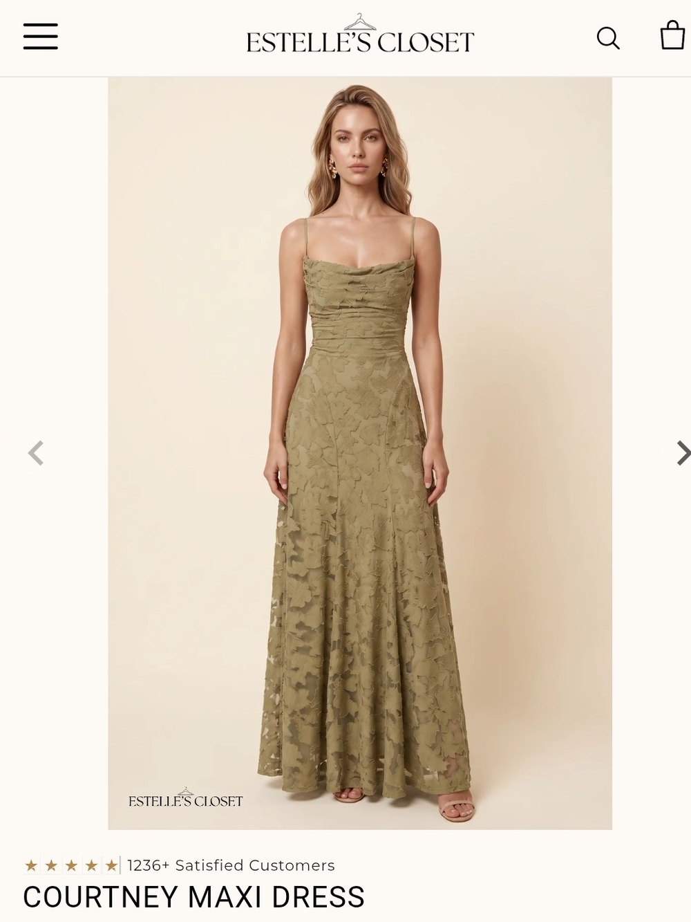 Estella's Closet Courtney Maxi Dress in Olive